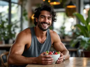 man, healthy, jump rope, diet, food, eat the rainbow